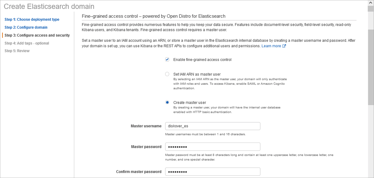 Image: Create an Elasticsearch Domain – Access Policy