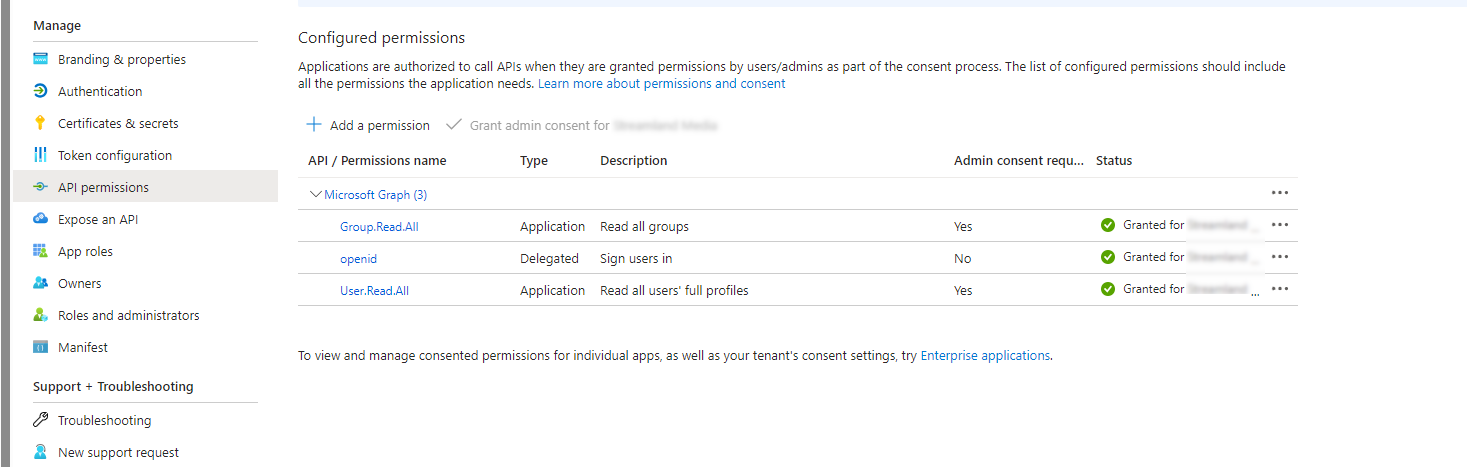 Image: Azure Oauth App Permissions