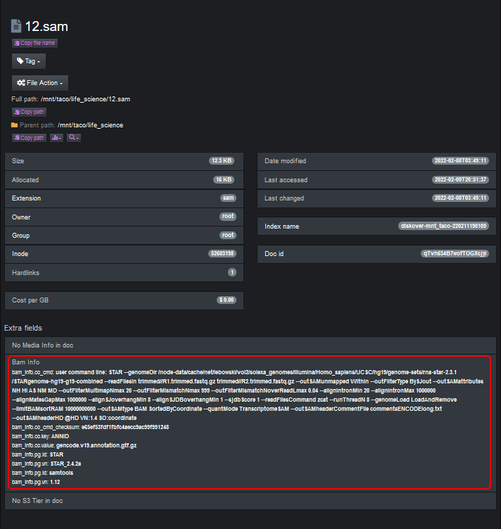Image: BAM Info Detailed View in File Attributes