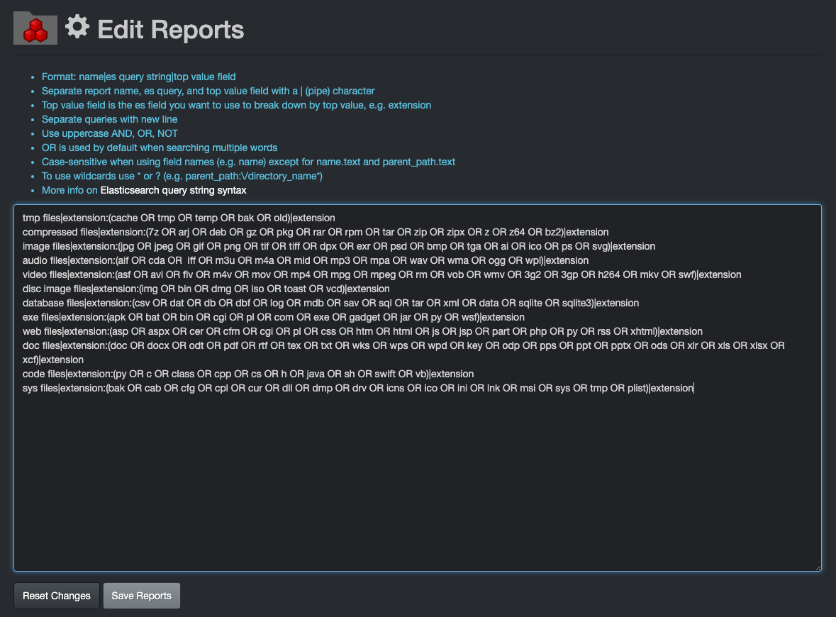 Image: Reports Editing Window