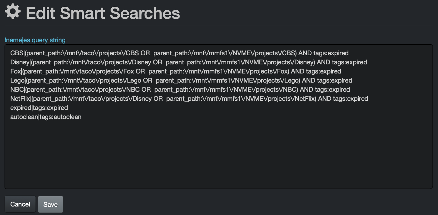 Image: Smart Searches Editing Window