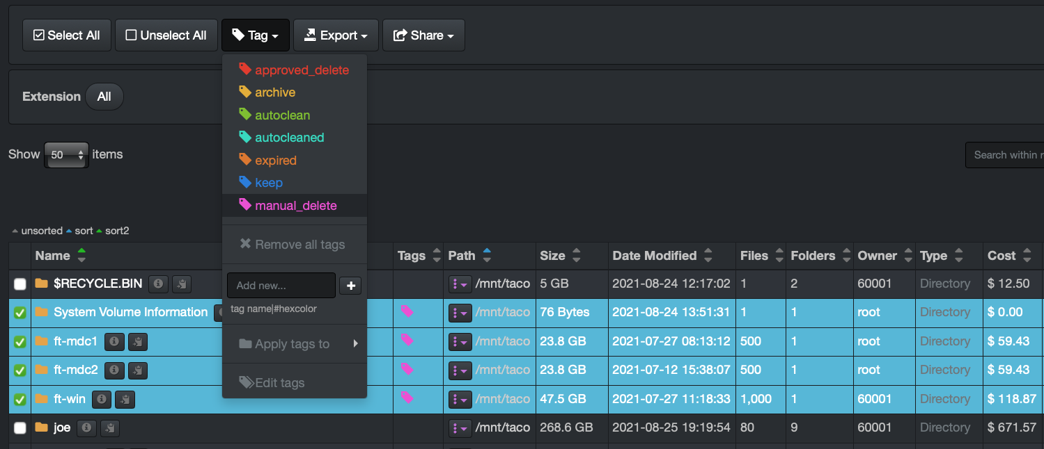 Image: Multiple Manual Tags Application in User Interface