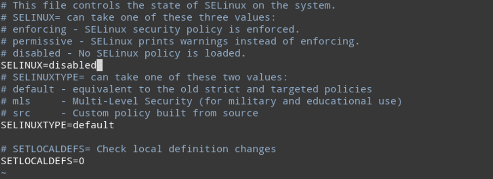 Image: Disable SELinux for Elasticsearch