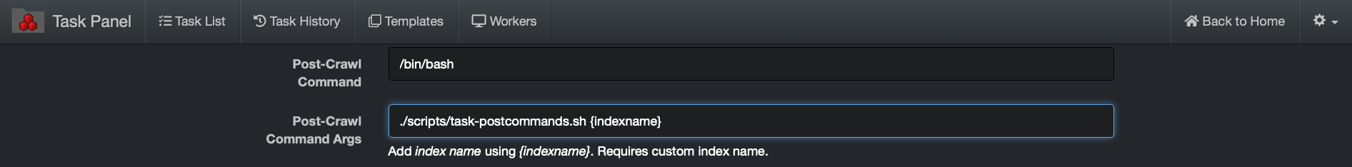 Image: Tag Copier Plugin Configuration in Task Panel