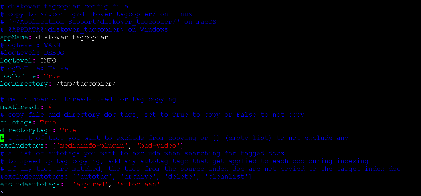 Image: Tag Copier Plugin Configuration in Terminal
