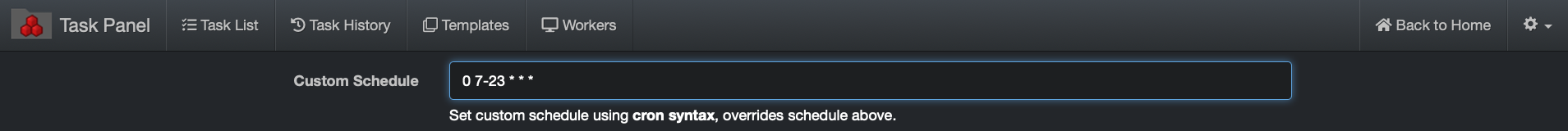 Image: Custom Schedule Configuration