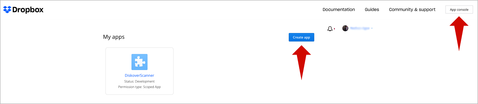 Image: Create New Dropbox App