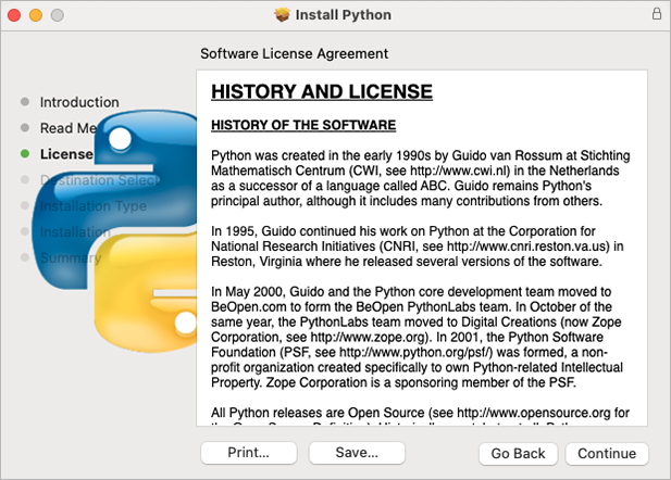 Image: Python Installer History and License