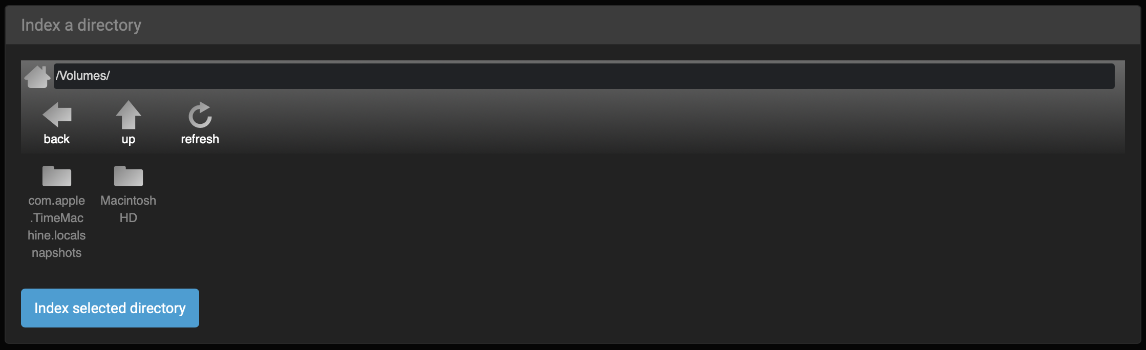 Image: Index selected directory