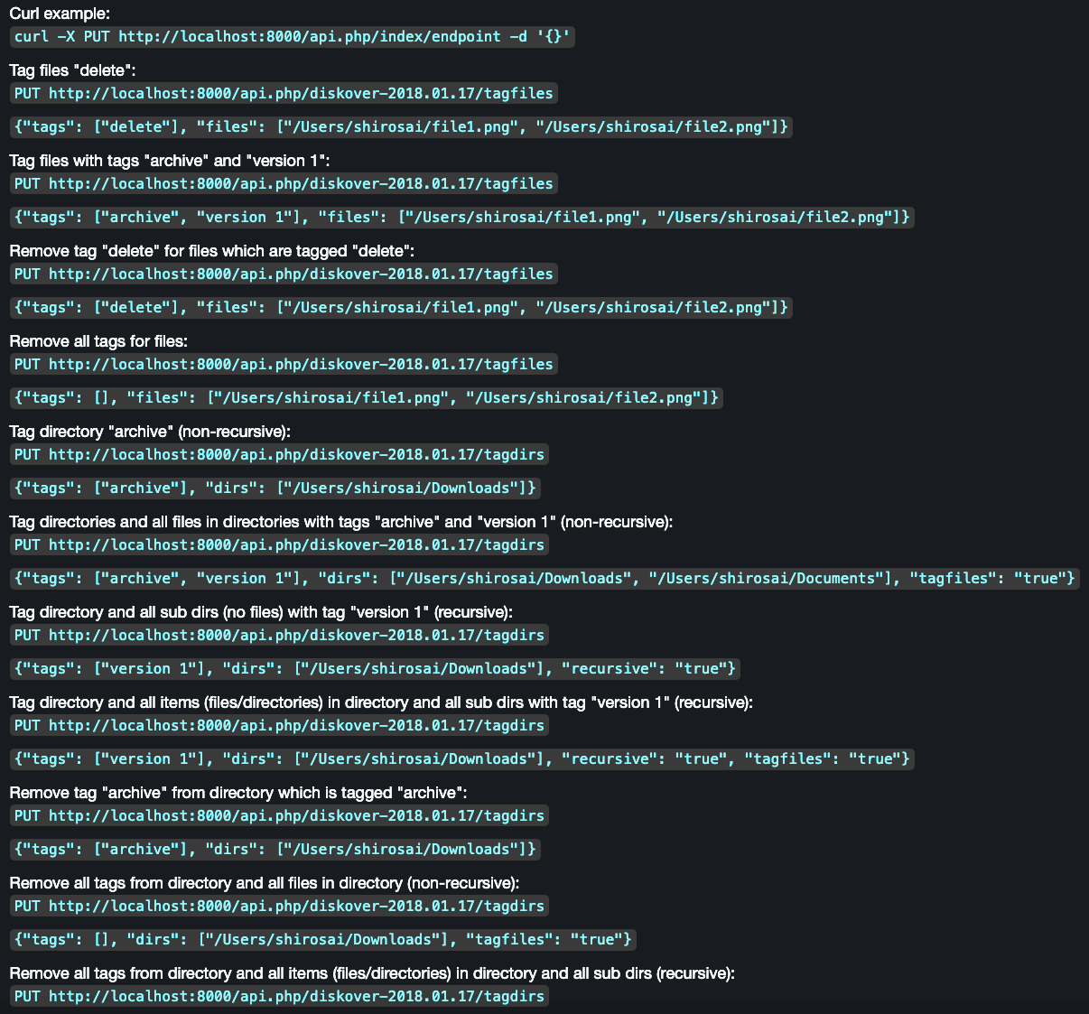 Image: API Tags Examples