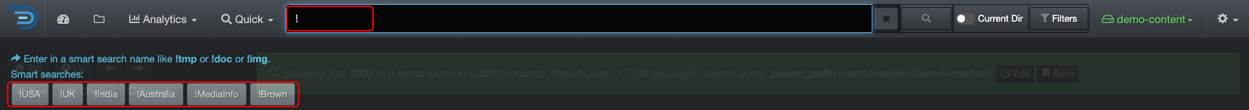 Image: Launching Smart Searches from the Search Bar