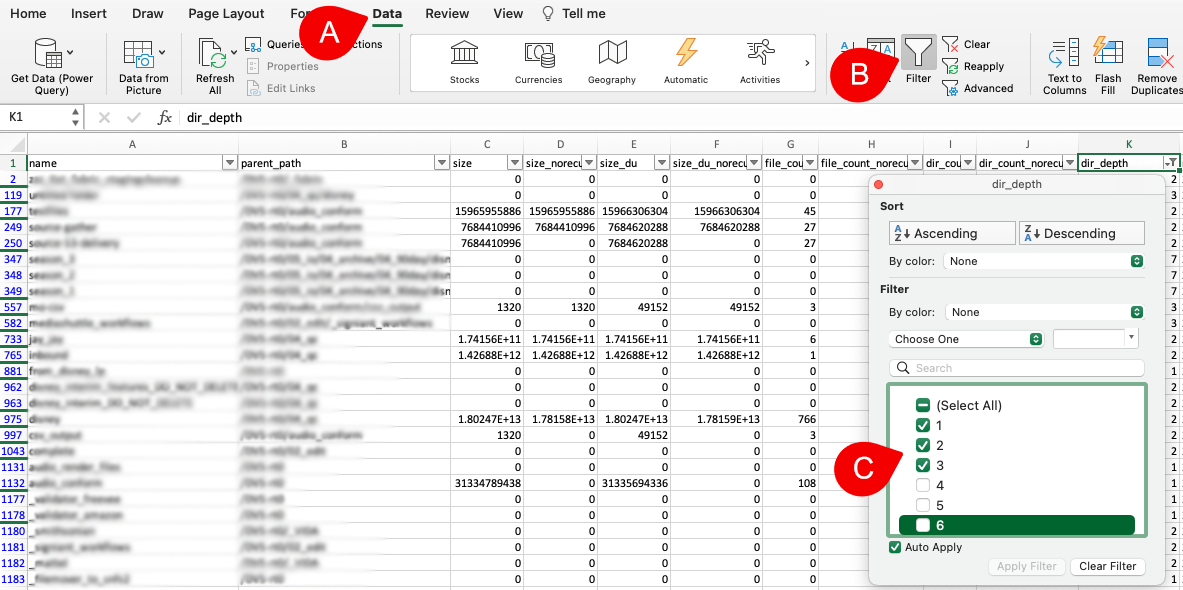 Image: Filter in Excel