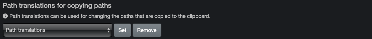 Image: Settings – Path Translations for Copying Paths