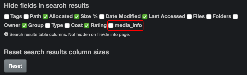 Image: Hide/Unhide Media Info Field