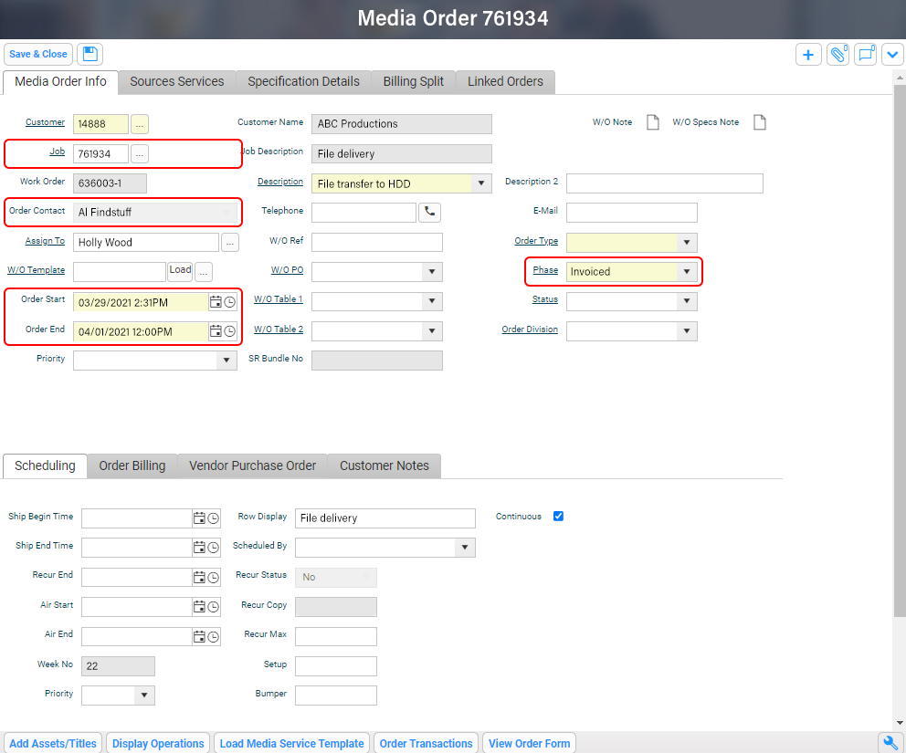 Image: Order Status within Xytech Media Order Platform