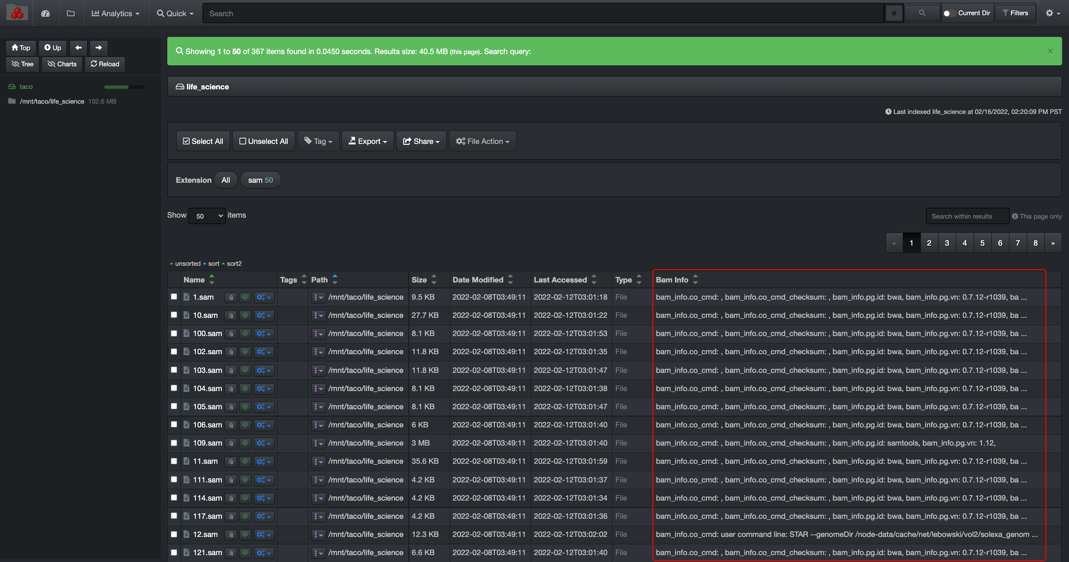 Image: Media Info Column in Search Results