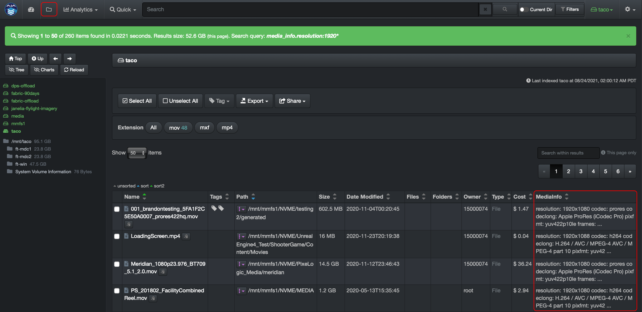 Image: Media Info Column in Search Results
