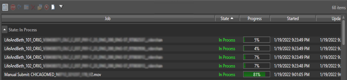 Image: Vantage Job Status