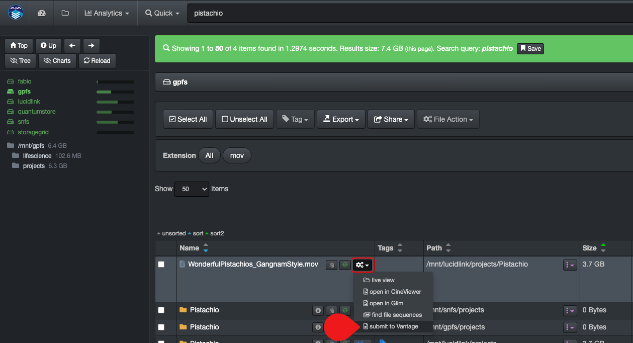 Image: Select Submit to Vantage