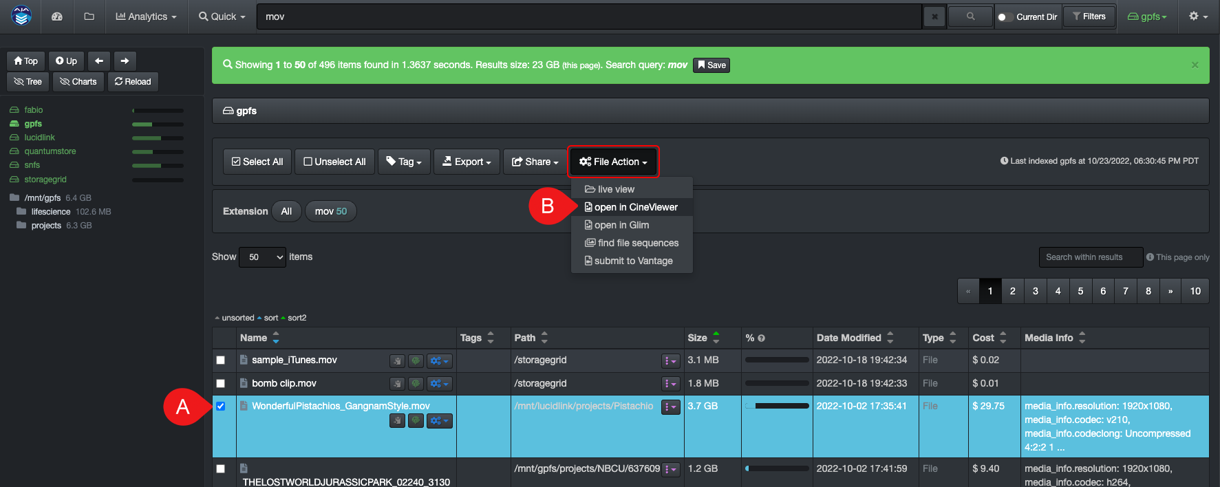 Image: CineViewer Player Preview File Selection