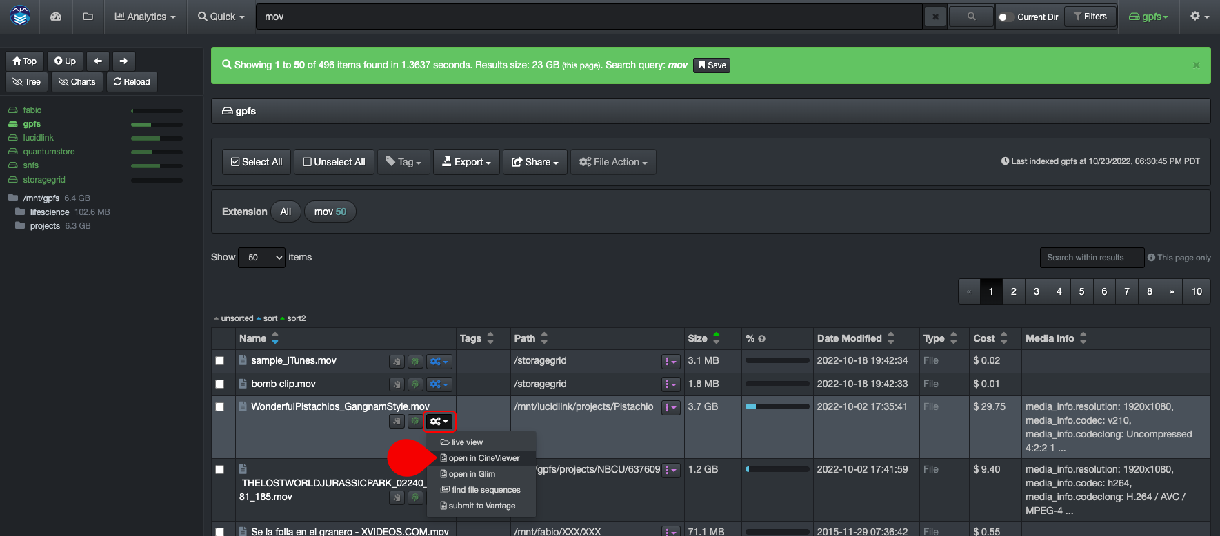 Image: CineViewer Player Preview File Selection