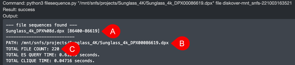 Image: Find File Sequences Results