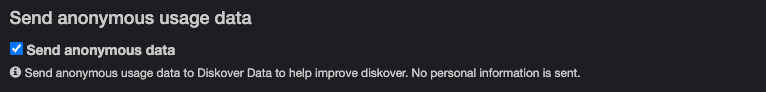 Image: Settings – About Diskover