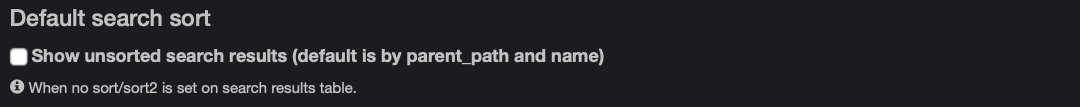 Image: Settings - Default Search Sort
