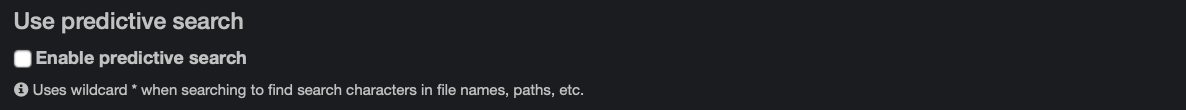 Image: Settings - Use Predictive Search